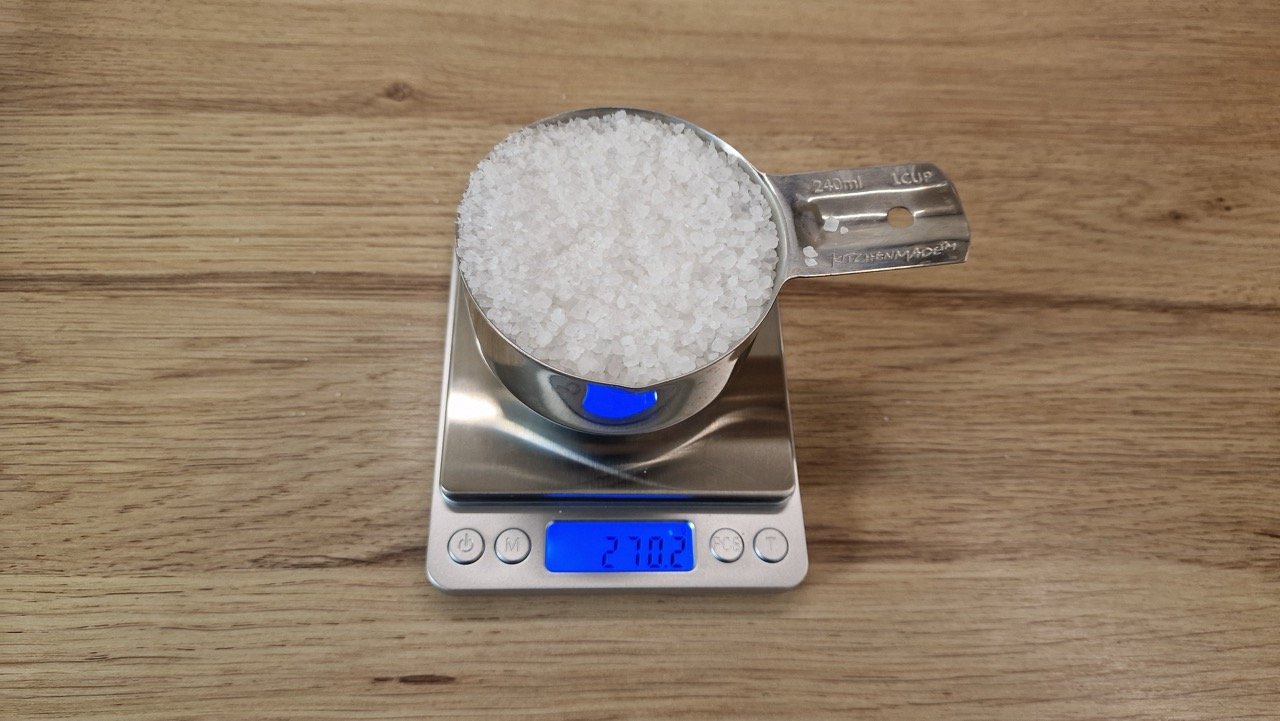 1 cup of coarse sea salt in grams