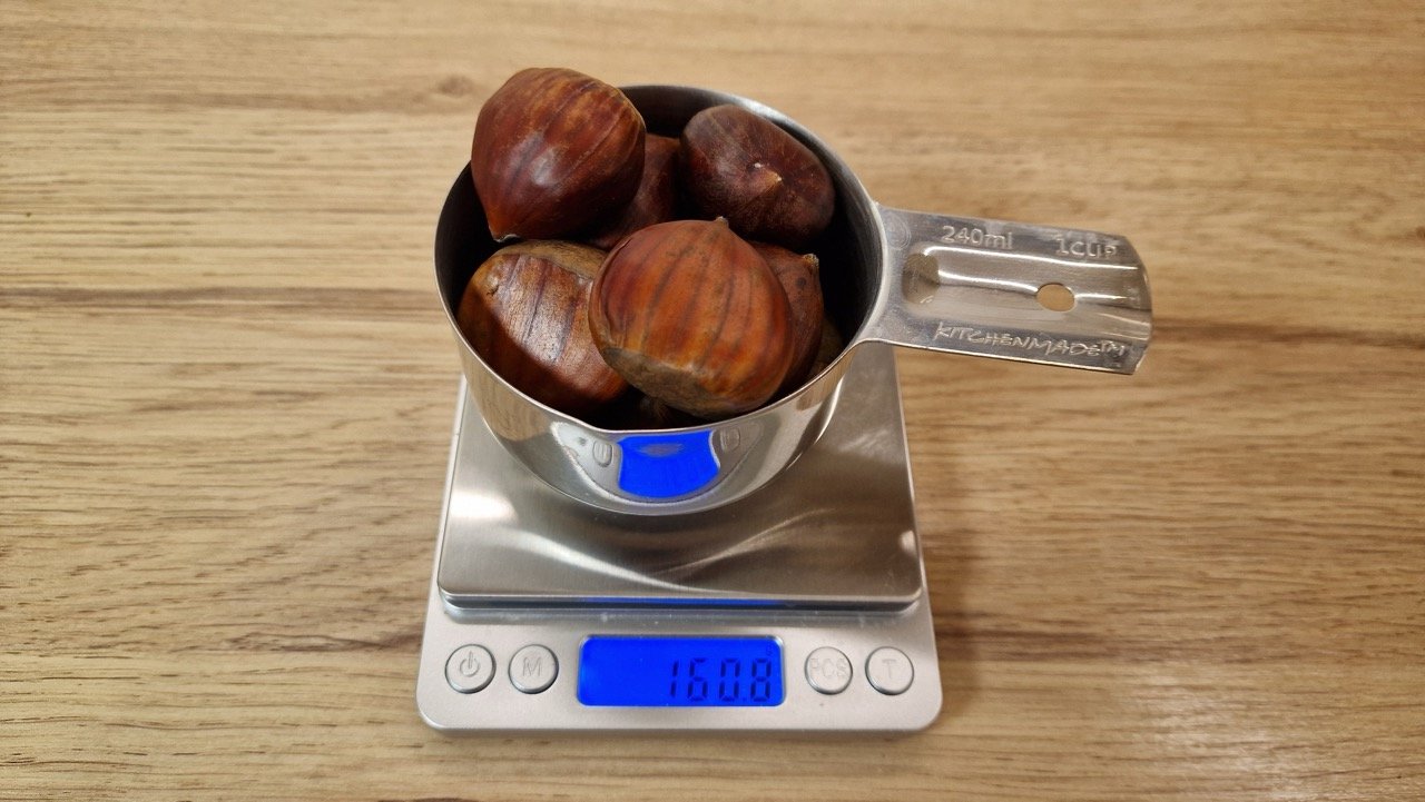 1 cup raw chestnut in grams