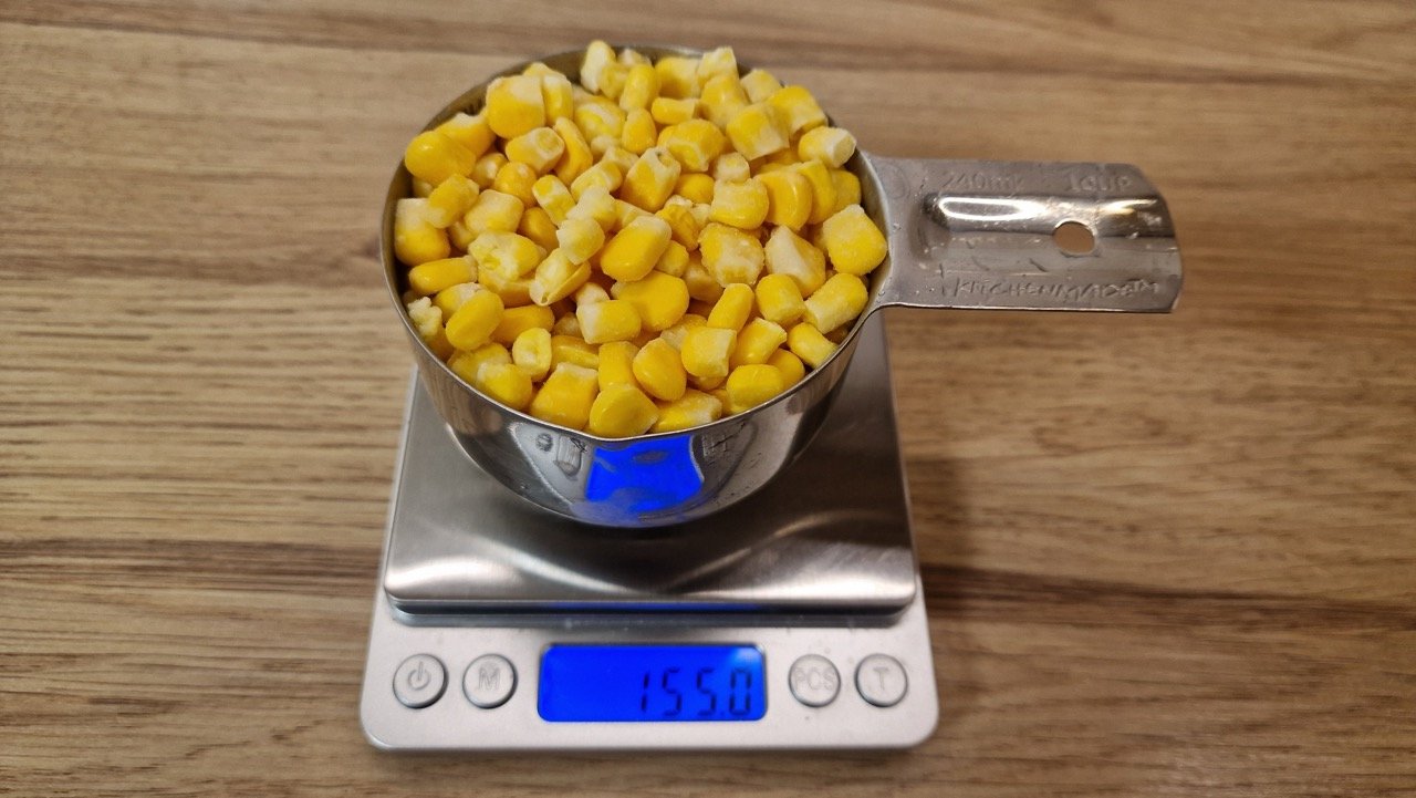 1 cup sweetcorn in grams